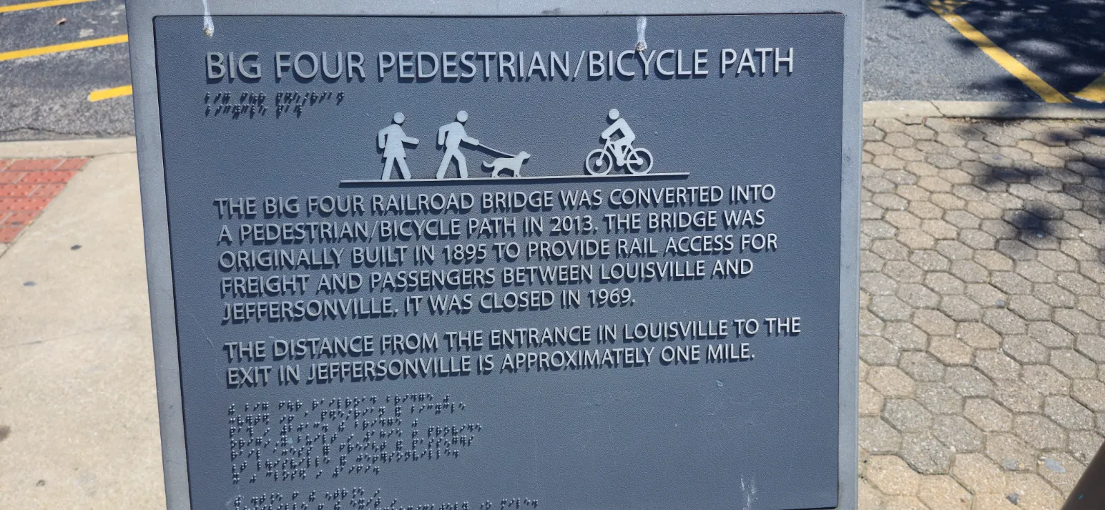 Big Four Bridge pedestrian and bicycle path sign